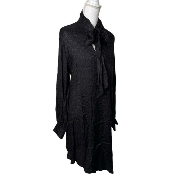 NWT H & M shift Dress Black neck Bow Sz 12 embossed Animal Print a16 - Picture 5 of 9